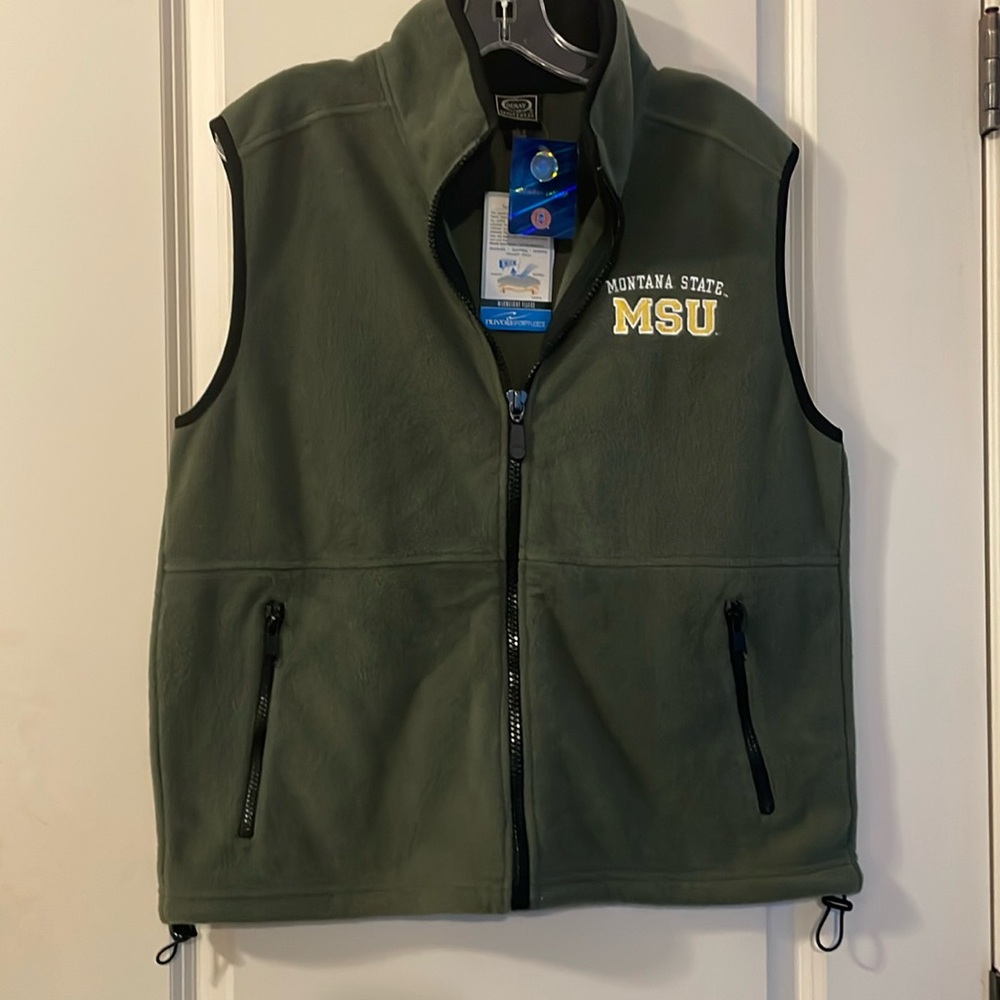 Vintage Men’s Montana State Fleece Vest Green Medium
